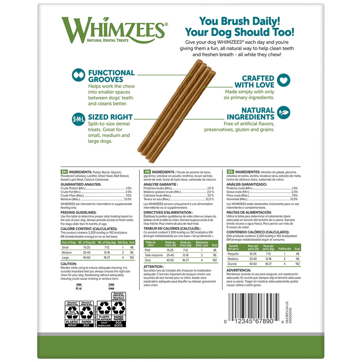 Whimzees Daily Dental Treats 72 Cartons