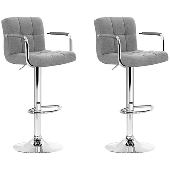 Artiss Grey Gaslift Swivel Barstool 2 Pack