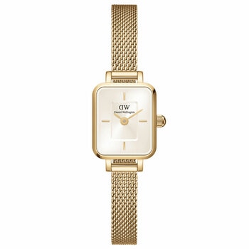 Daniel Wellington Quadro Mini Champagne Dial Evergold Mesh Strap Women's Watch DW00100656