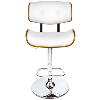 Artiss White Gaslift Swivel Barstool With Wooden Seat