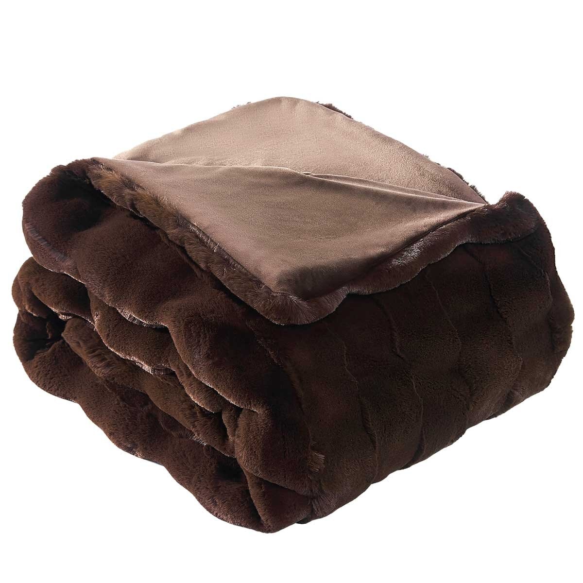 Frye Luxe Faux Fur Throw 152 x 178cm Chocolate