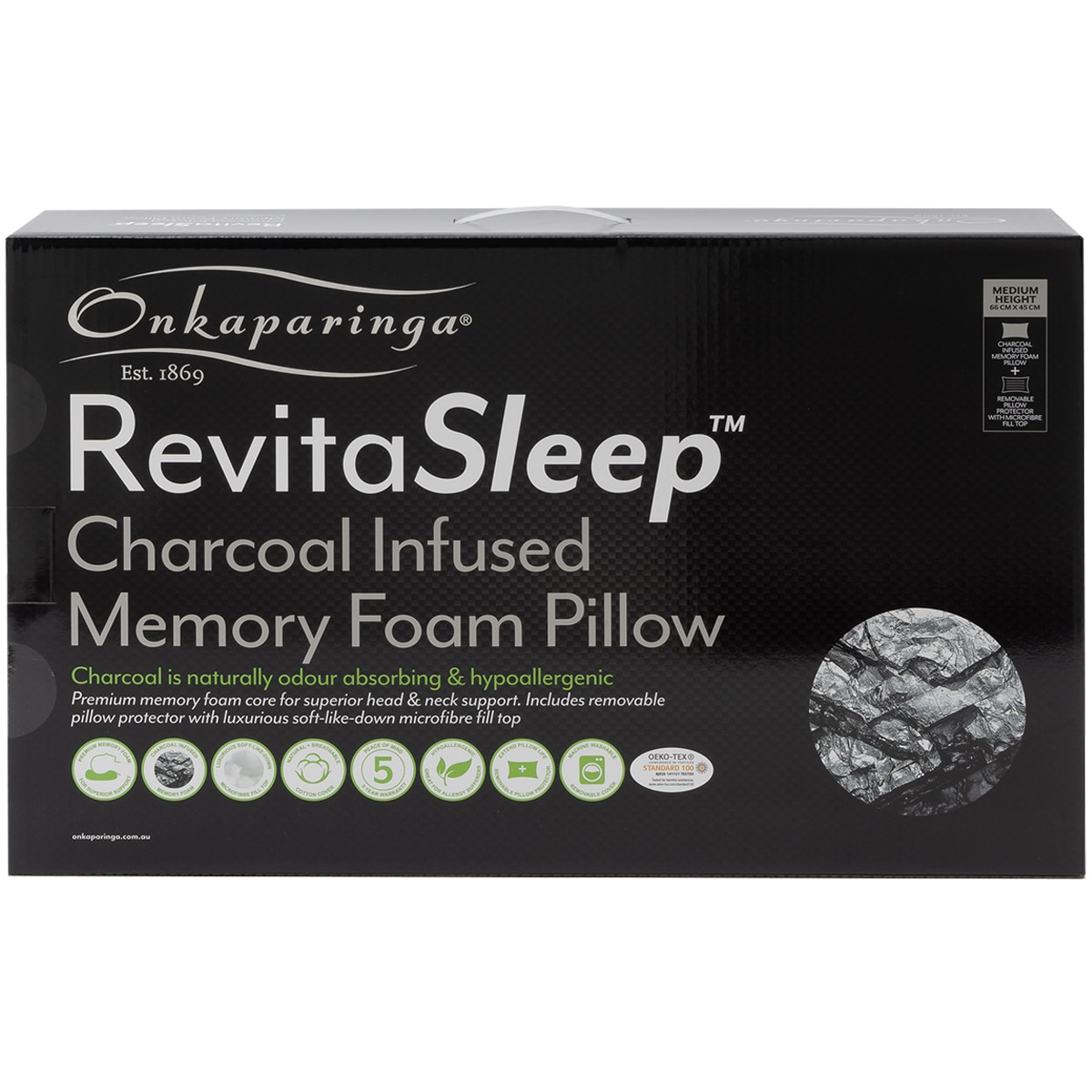 Onkaparinga Charcoal Memory Foam Pillow