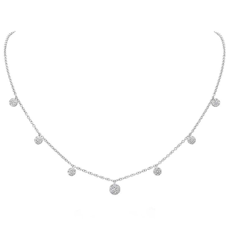 18KT White Gold 0.65ctw Diamond Cluster Necklace