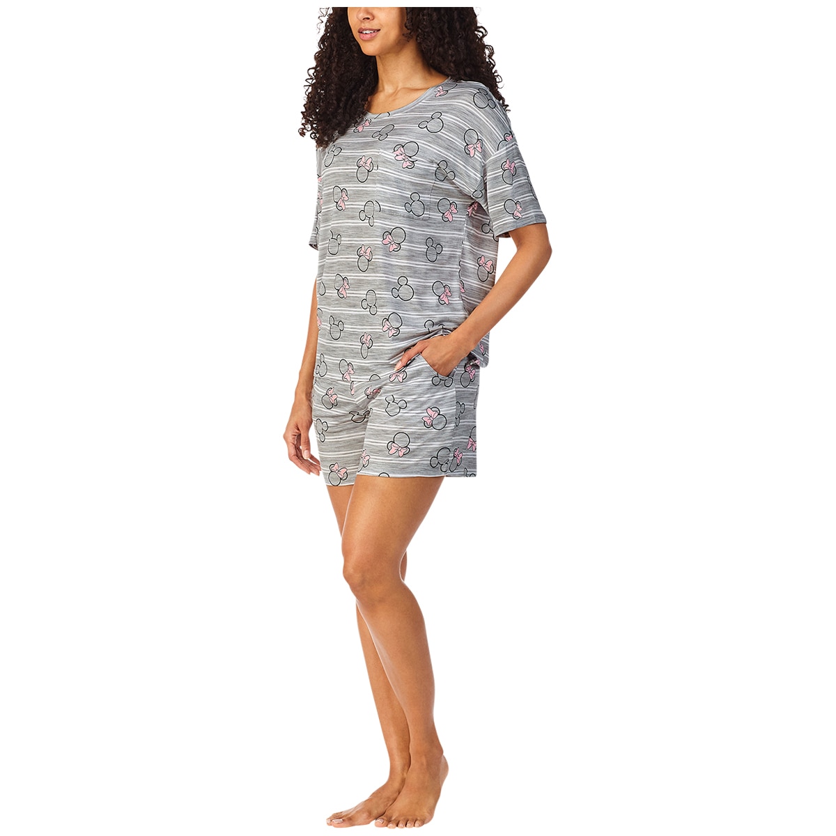 Mickey & Minnie Women's Pyjama Set 2 Piece - Grey