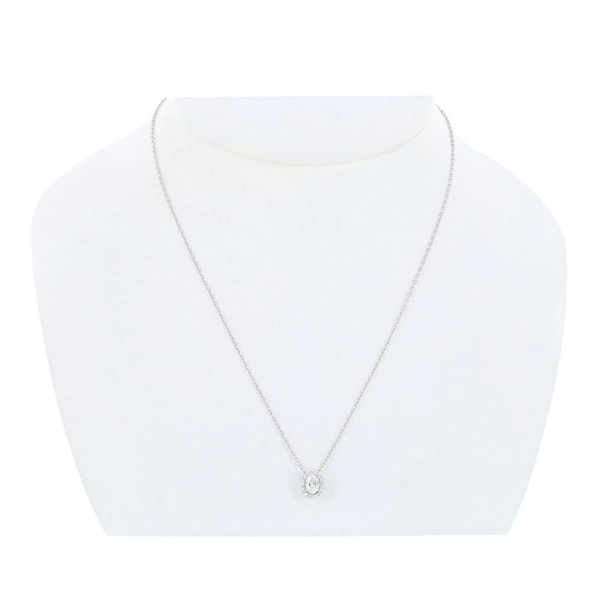 18KT White Gold 0.60ctw Diamond Oval Centre Pendant