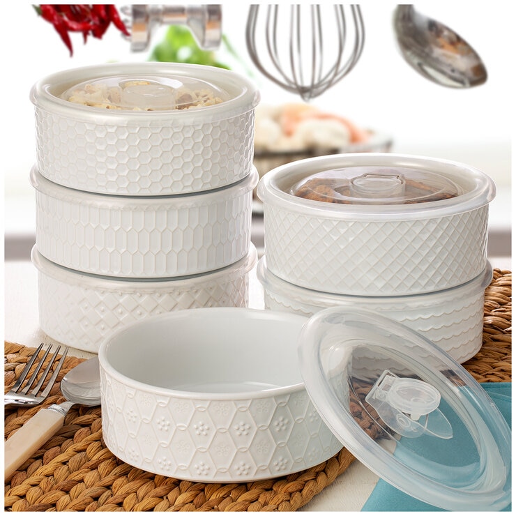 Signature Housewares Microwavable Bowls 6 Piece Set White