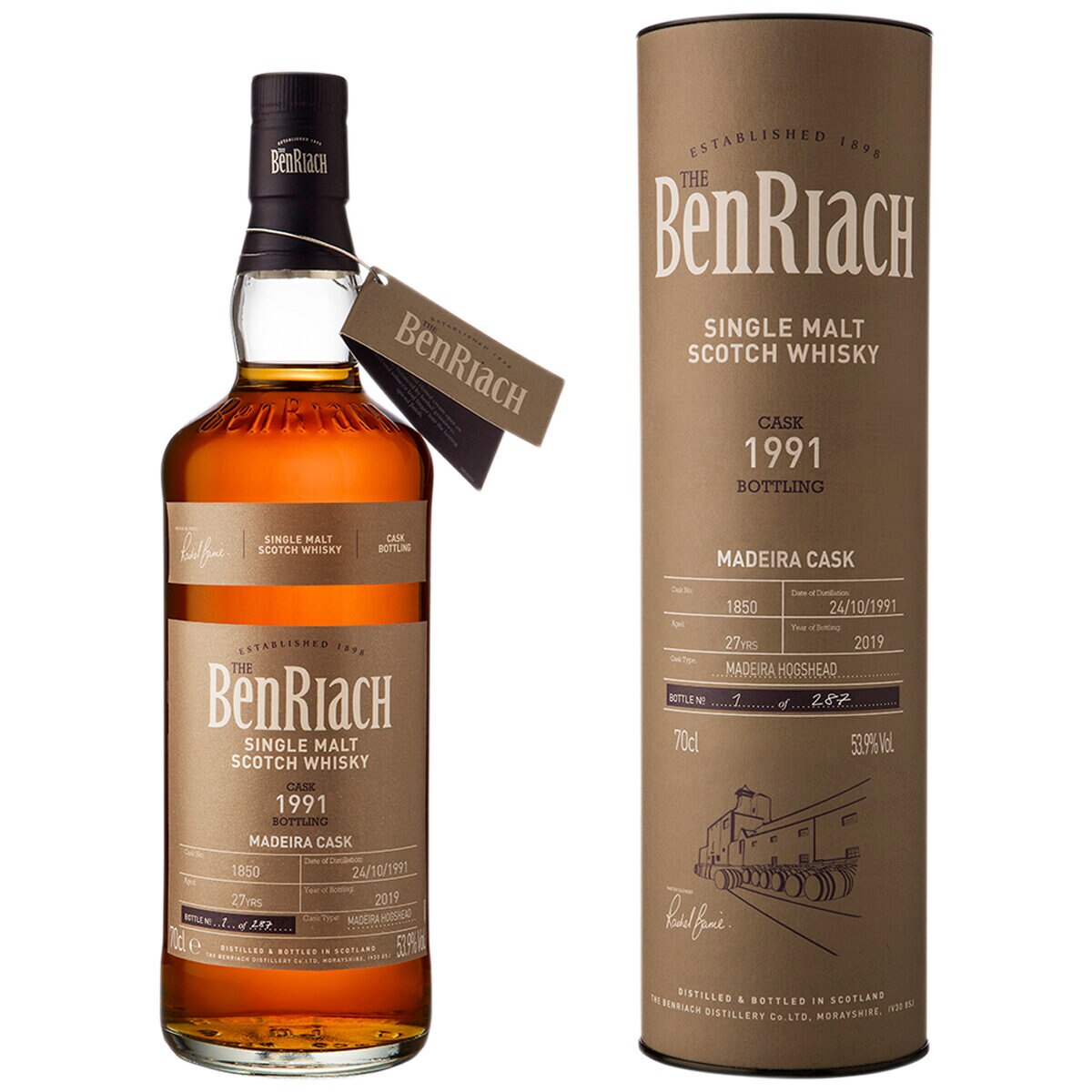BenRiach 27 Year Old 1991 Madeira Cask #1850 Single Malt Scotch Whisky 700ml