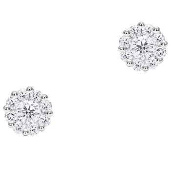 18KT White Gold 0.50ctw Diamond Cluster Stud Earrings