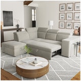 Valencia Finn Fabric Sectional Lounge Bed Left Storage Ottoman Light Grey Valencia Finn Fabric Sectional Lounge Bed Left Storage Ottoman Light Grey