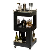 Wine Stash Miniature Bar Cart with Marble Top Black