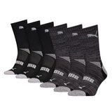 PUMA Men's Crew Sock 6 Pack Black Grey Melange