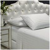 Bdirect Royal Comfort 1200 Thread count Damask Stripe Cotton Blend Quilt Cover Sets Queen White