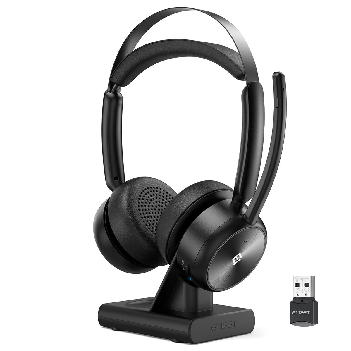 EMEET GeniusCall HS80 Wireless On-Ear Headset with Charging Base