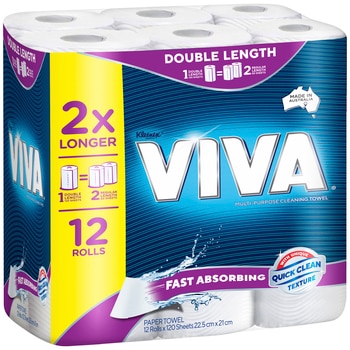 Viva Double Length Cleaning Paper Towels 12 x 120 Sheets