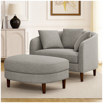 Thomasville Fabric Accent Chair with Storage Ottoman