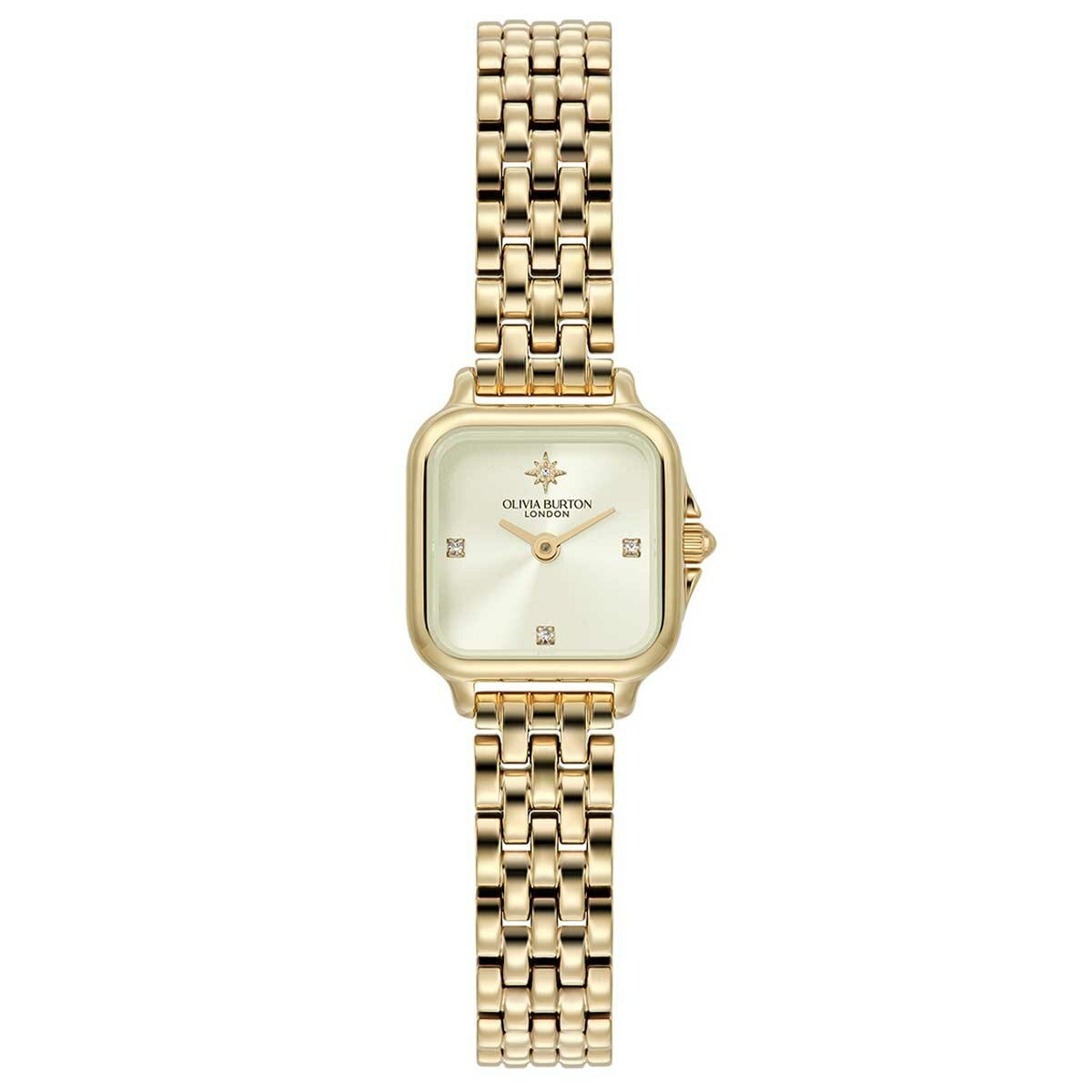 Olivia Burton Grosvenor Mini Ionic Plated Thin Gold Steel Ivory Dial Ladies Watch 24000257
