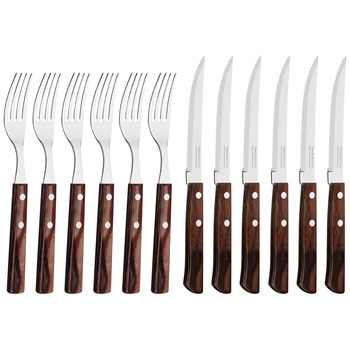 Tramontina Polywood Jumbo Steak Knife And Fork Cutlery Set 12 Piece
