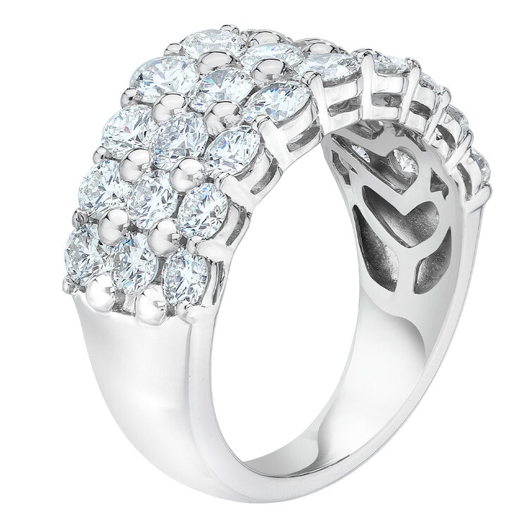 Platinum 3.00ctw Three Row Diamond Band