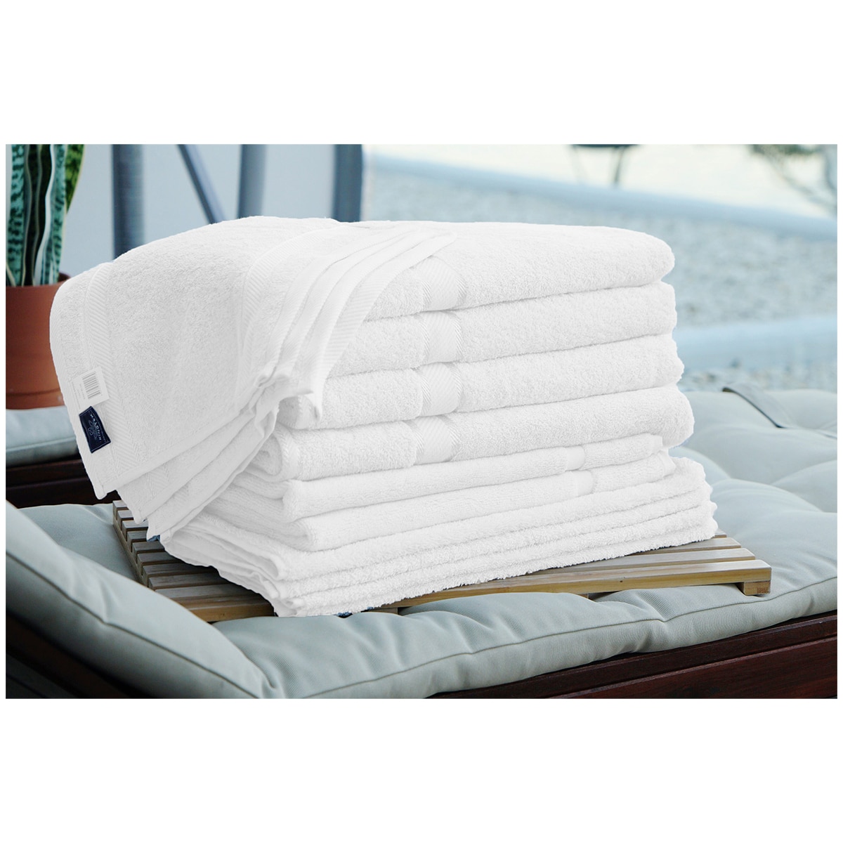 Kingtex Plain dyed 100% Combed Cotton towel range 550gsm Bath Sheet set 14 piece - White