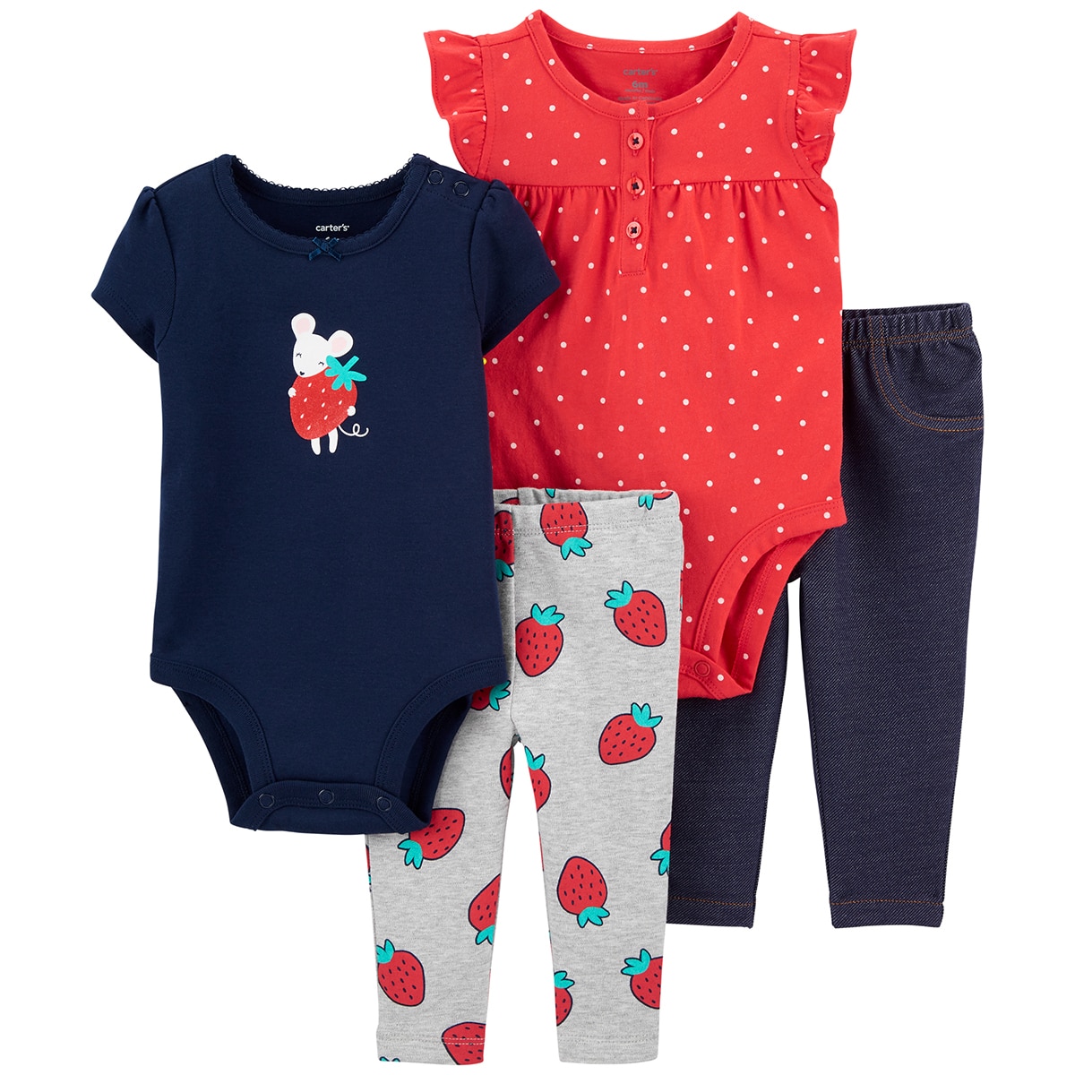 Carters 4pc Infant Layette - Girls Strawberry