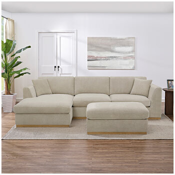 Henredon 4 Piece Fabric Sectional With Ottoman
