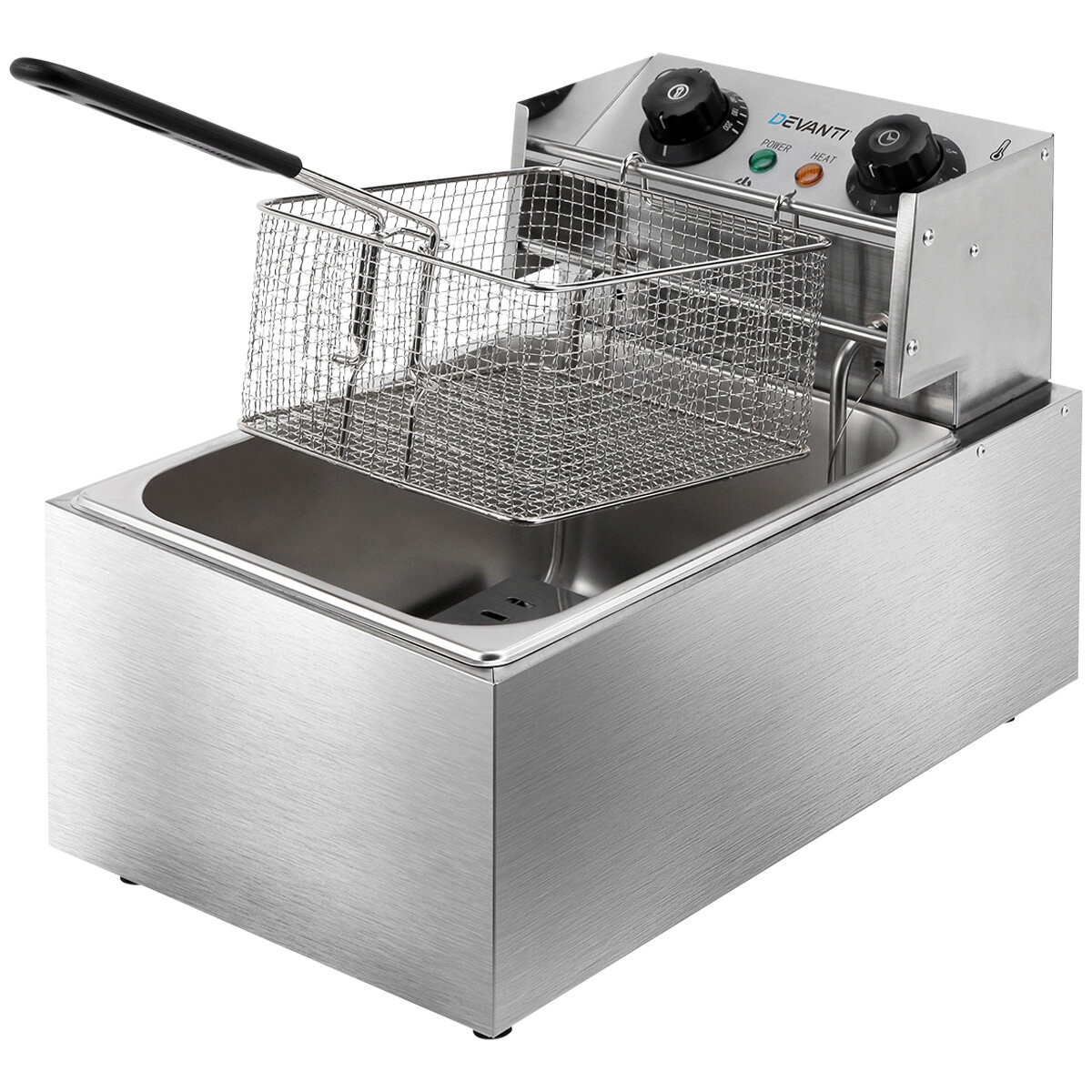 Devanti Electric Commercial Chip Cooker Deep Fryer Frying Basket, Stainless Steel