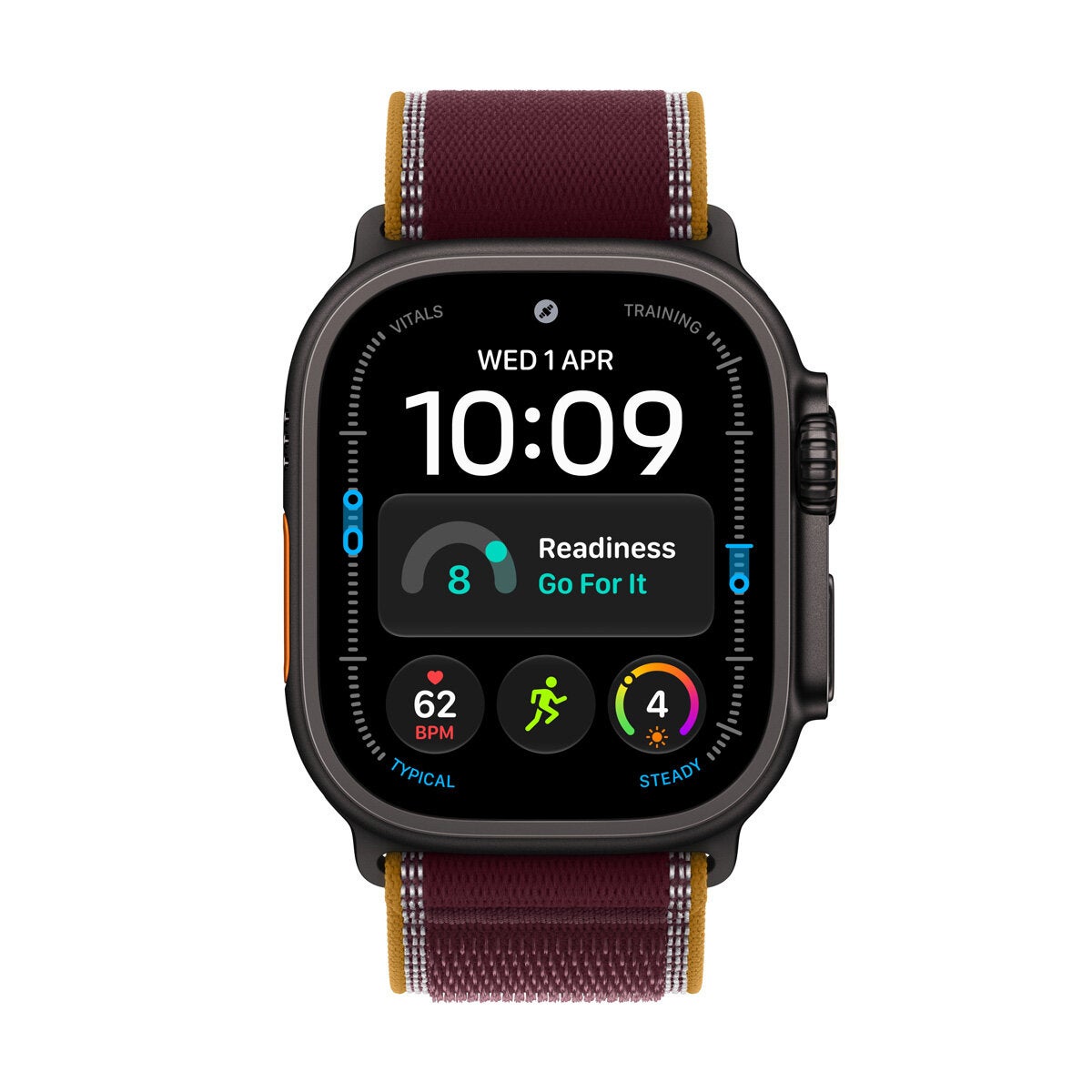 Apple Watch Ultra 4 GPS + Cellular 49mm Black Titanium Case with Burgundy Trail Loop Apple Watch Ultra 4 GPS + Cellular 49mm Black Titanium Case with Burgundy Trail Loop
