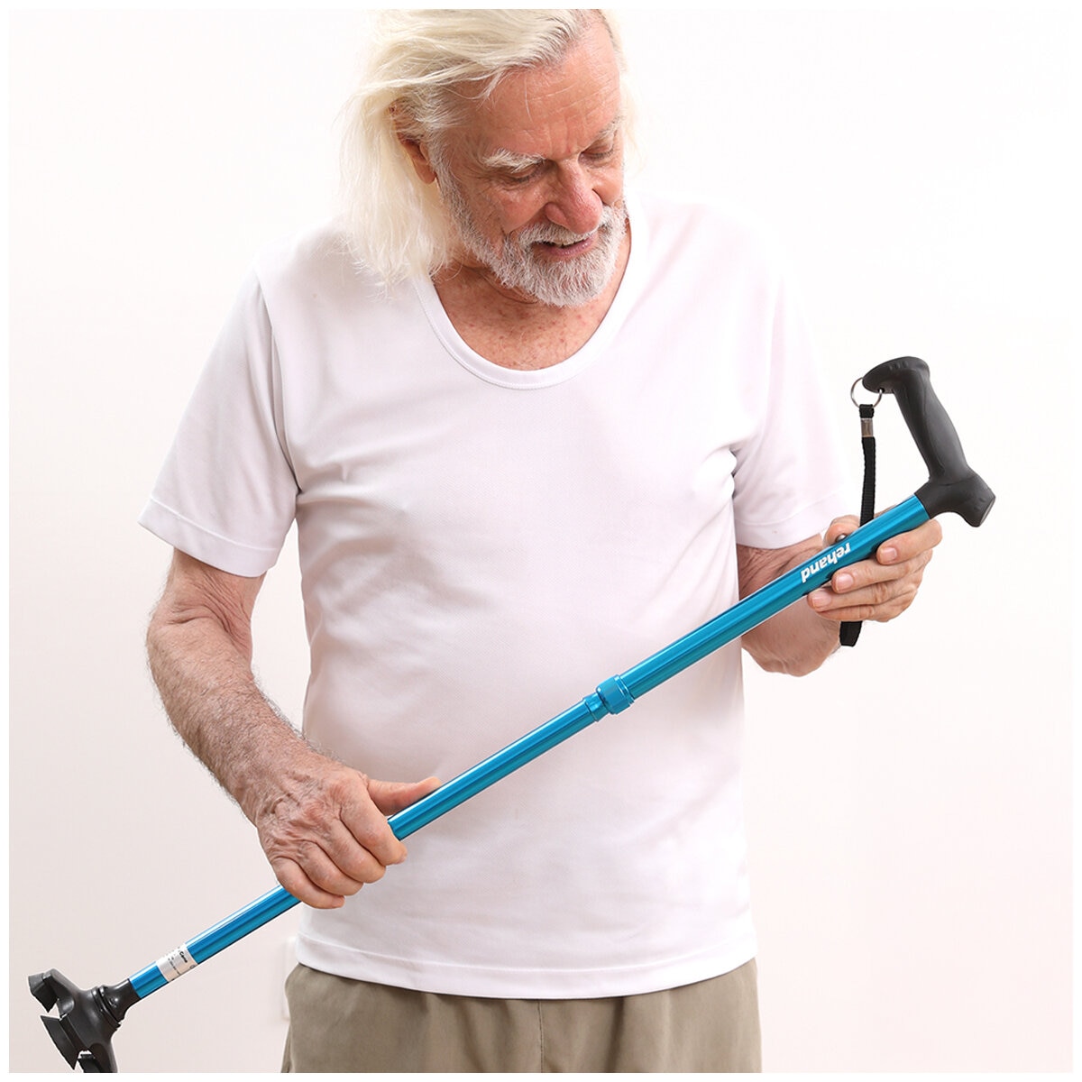 Rehand Walking Stick M-Quad Blue