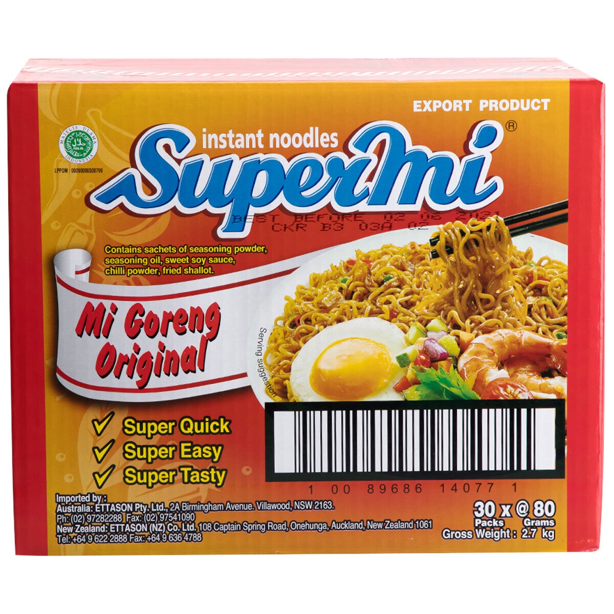 Supermi Mi Goreng Noodle 30 x 80g