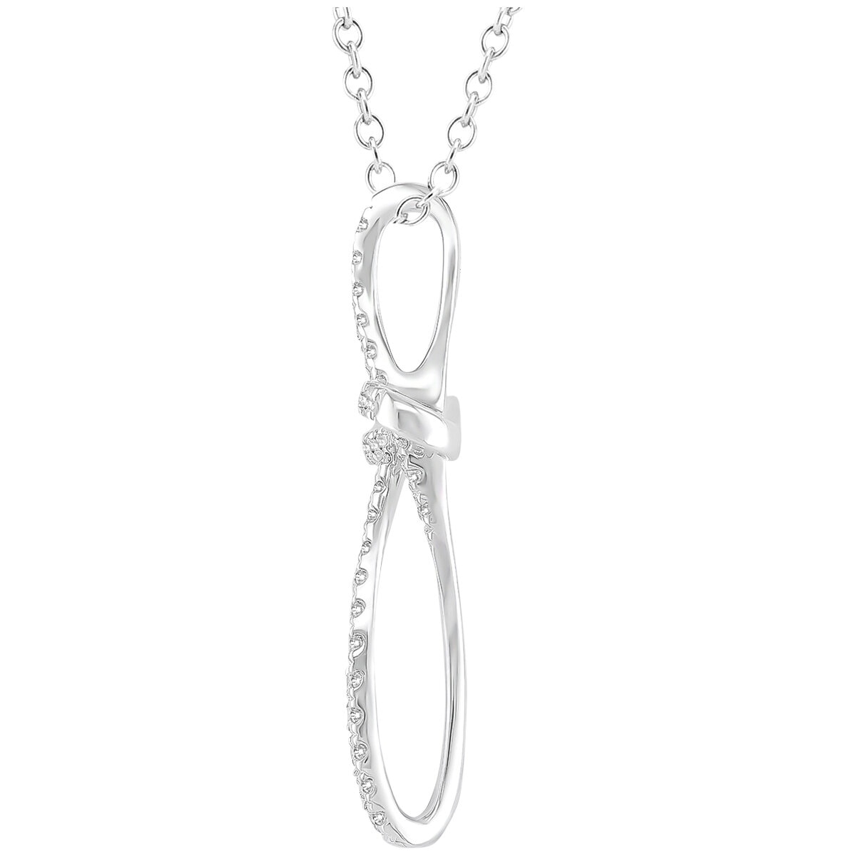 14KT White Gold 0.18CTW Diamond Twist Cross Pendant