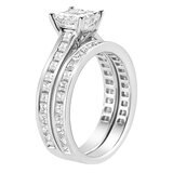 Platinum 3.07ctw Princess Cut Diamond Bridal Set With 1.2ctw Centre