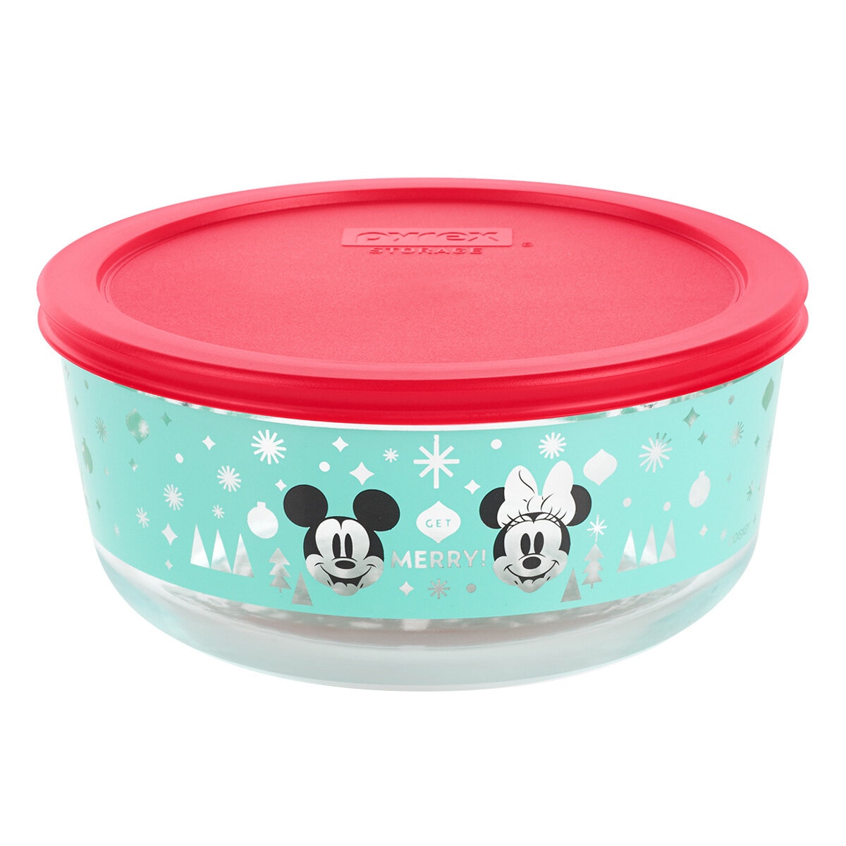 Pyrex Disney Holiday Mickey and Minnie Mouse Container Set 2 Glass