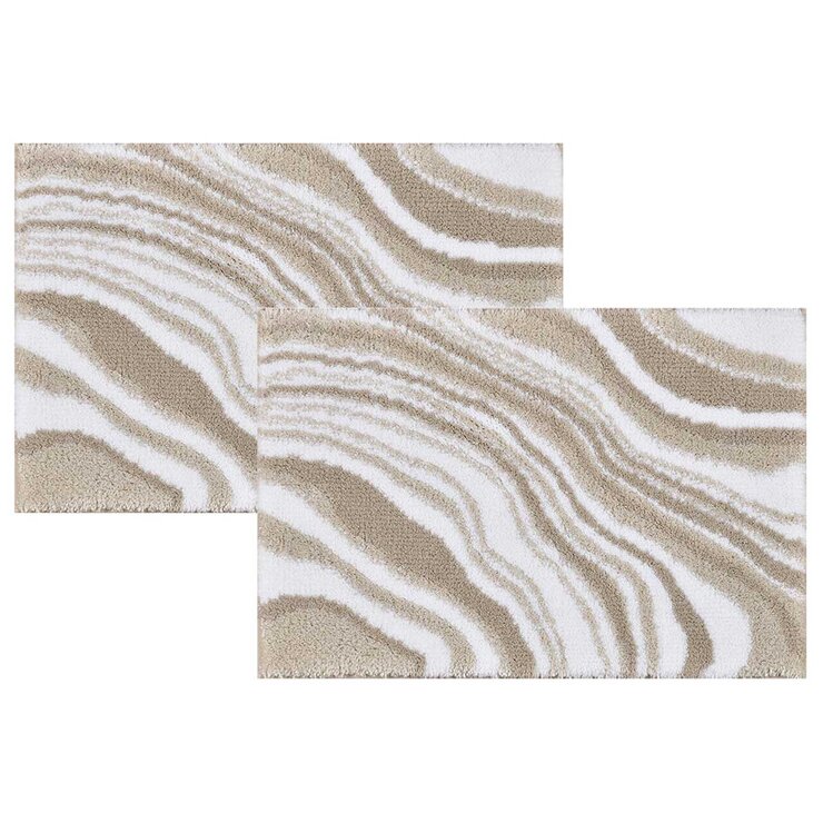 Riviera Marble Print Bathmat 40 x 60cm 2 Pack Taupe