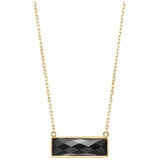 14KT Yellow Gold Black Onyx Rectangle Bezel Necklace 45cm