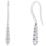 18KT White Gold 0.50ctw Round Diamond 5 Stone Drop Earrings
