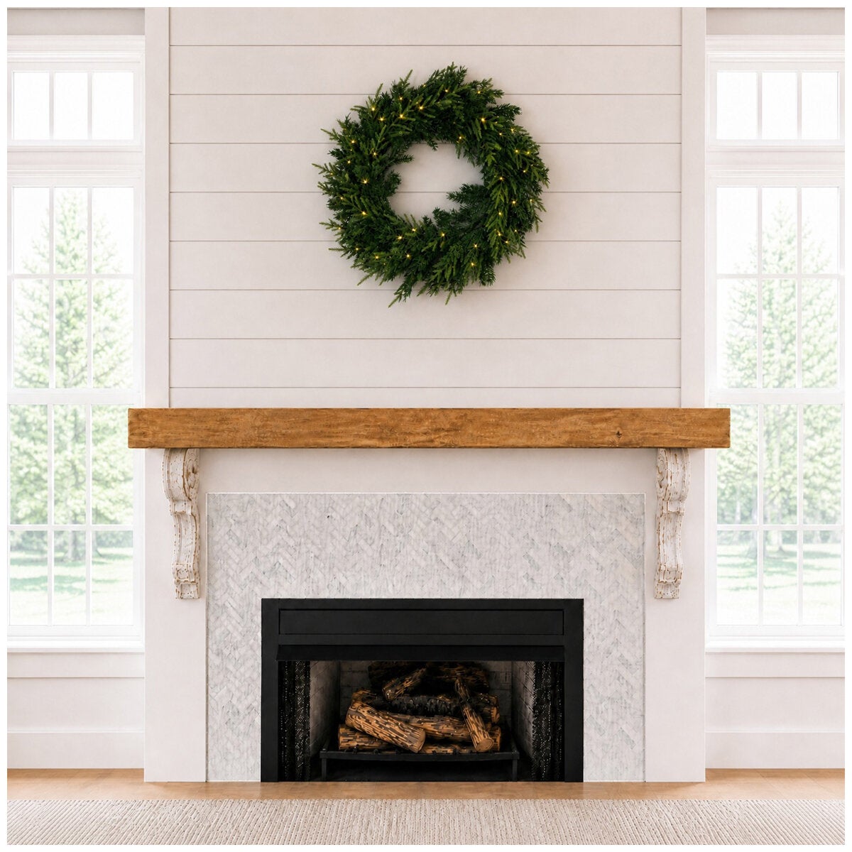 CGH Pre-Lit 30 Inch Holiday Norfolk Pine Wreath CGH Pre-Lit 30 Inch Holiday Norfolk Pine Wreath