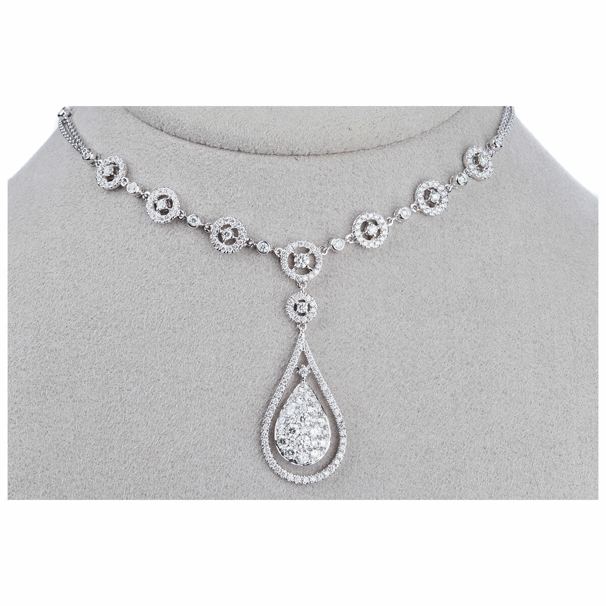 18KT White Gold 2.75ctw Diamond Teardrop Necklace