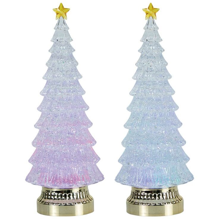 Glitter LED Christmas Trees Set of 2 Glitter LED Christmas Trees Set of 2