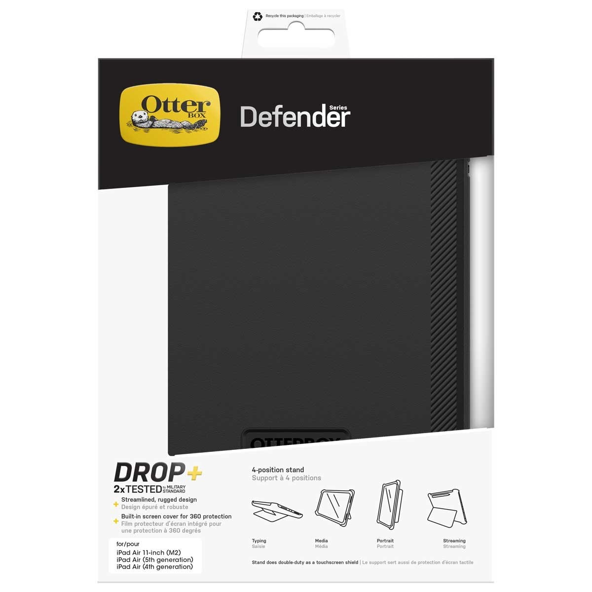 OtterBox Defender Apple iPad Air M2 6th Gen, iPad Air 5th & 4th Gen Case Black 77-95220
