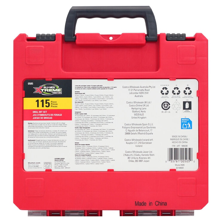 Blu Mol Xtreme 115 Pieces Drill Bit Set Hex And Round