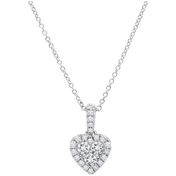 18KT White Gold 0.31ctw Diamond Heart Halo Pendant