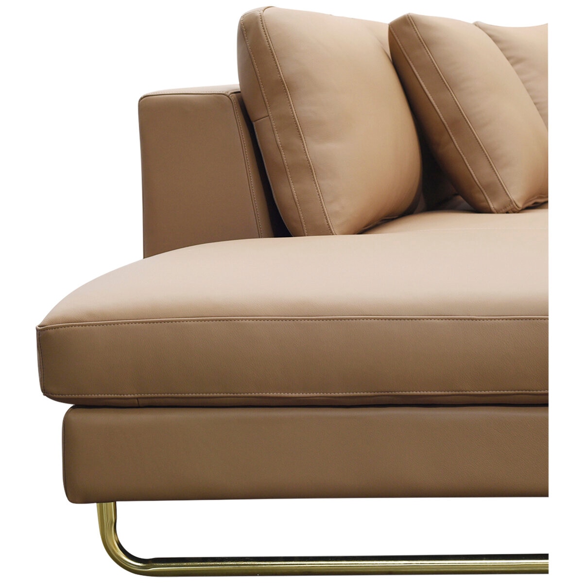 Moran Arcadia Extended Leather Chaise Sofa Caramel