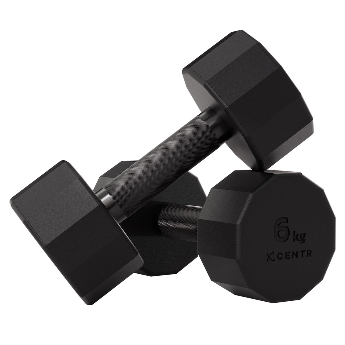 Centr 4 - 14 kg Rubber 12-Sided Dumbbell Set with A-Frame Rack