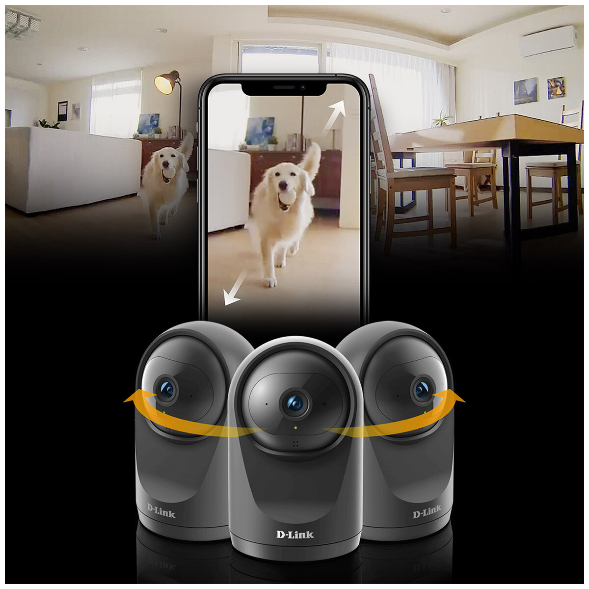 D-Link Compact Full HD Auto Tracking Pan & Tilt Wi-Fi Camera Twin Pack