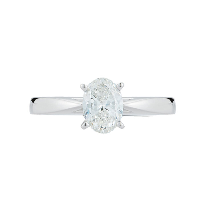 Platinum 1ctw Oval Diamond 4 Prong Ring