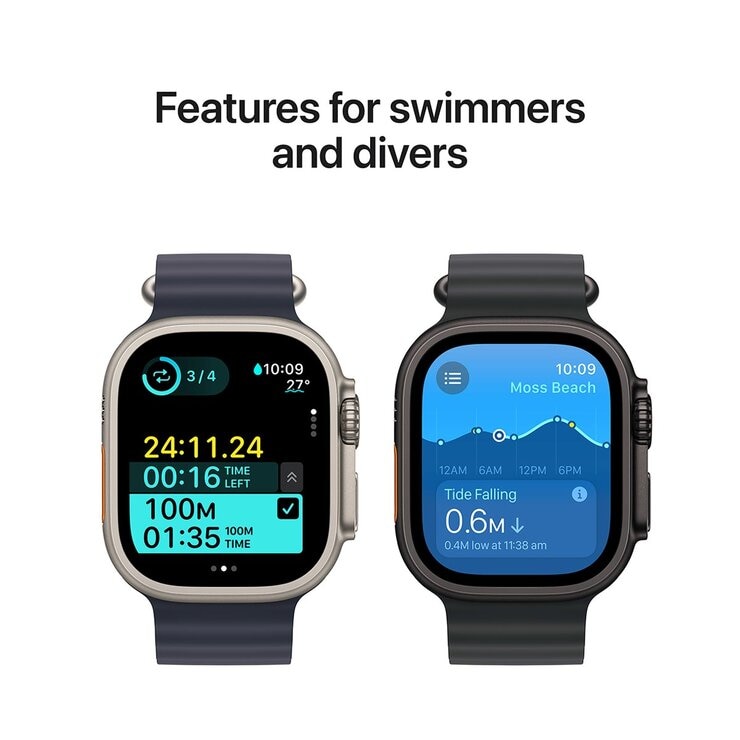 Apple Watch Ultra 2 GPS + Cellular 49mm Black Titanium Case With Dark Green Alpine Loop Small