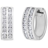 18KT White Gold 0.67ctw Round Diamond Two Row Earrings
