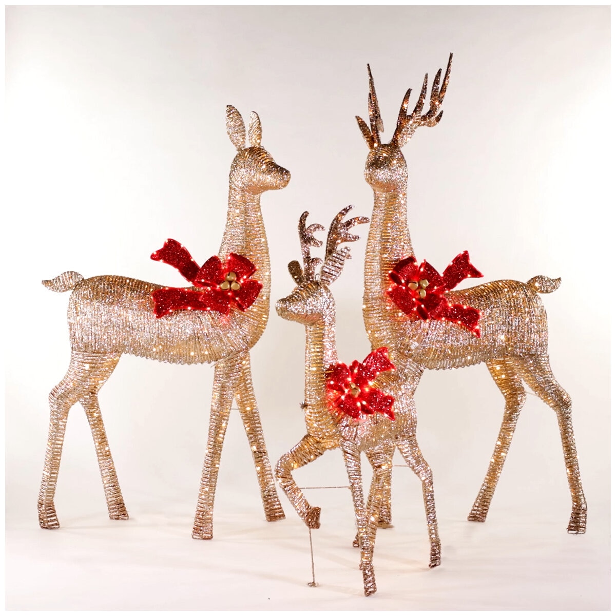 Gold Deer Family 3 Piece Set