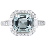 18KT White Gold Aquamarine and Diamond Ring