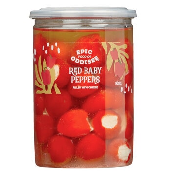 Epic Oddisee Food Co. Red Baby Peppers Filled with Cheese 920g